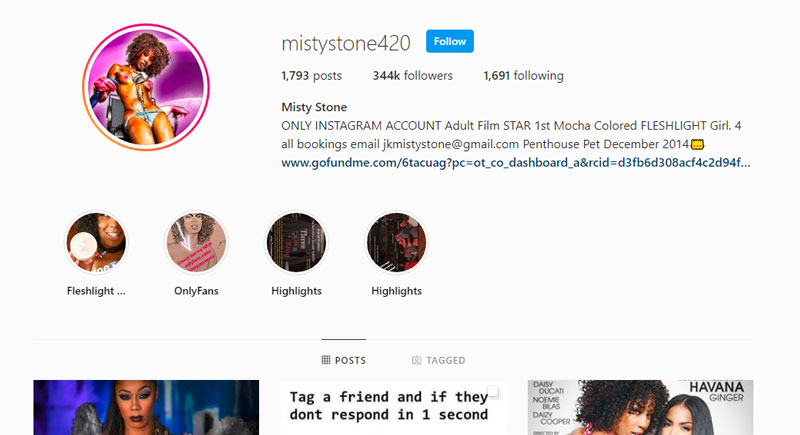 Misty Stone IG account